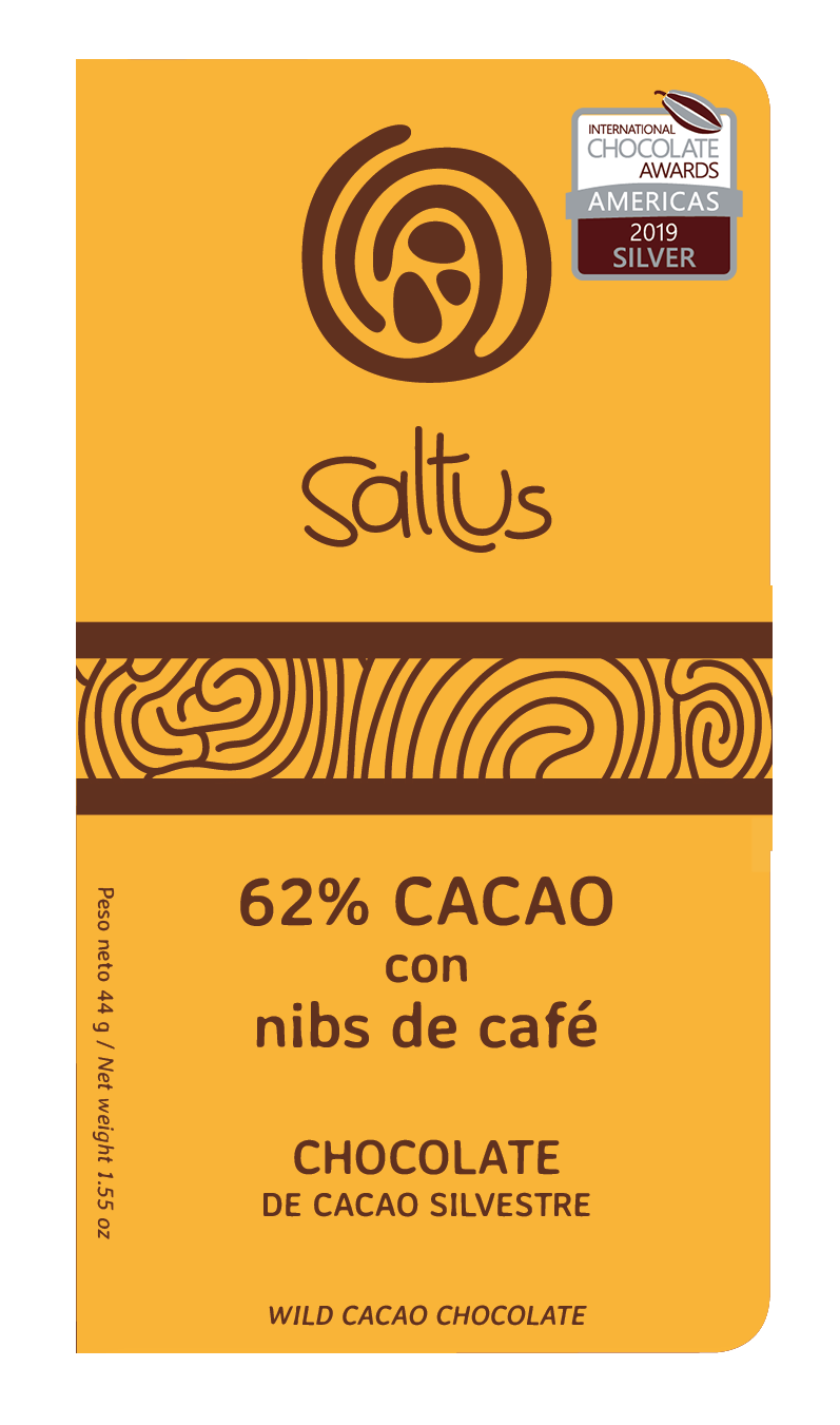 Barra de chocolate Barra de Chocolate de Cacao Silvestre 62% con Nibs de Café 44g — Bolívia